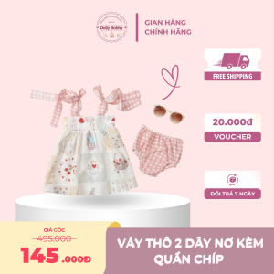 Váy thô 2 dây nơ kèm quần chíp