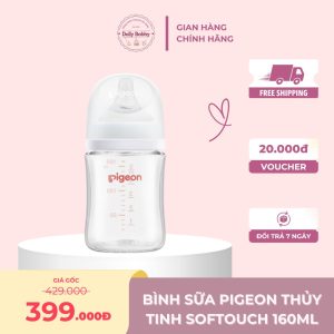 Bình Sữa Pigeon Thuỷ Tinh Softouch Baby Friendly World (160ml,SS)