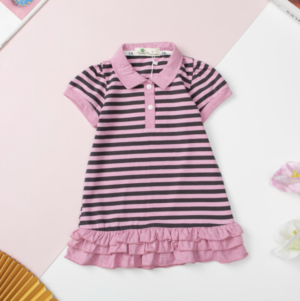 Váy mùa hè cotton Polo kẻ ngang size 1/7 tuổi - Ảnh 2