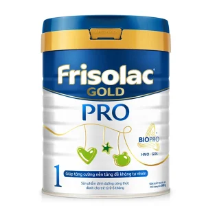 Sữa bột Frisolac Gold Pro 1 cho trẻ sơ sinh 0–6 tháng hỗ trợ tiêu hóa, tăng cân khỏe mạnh và tăng cường đề kháng.